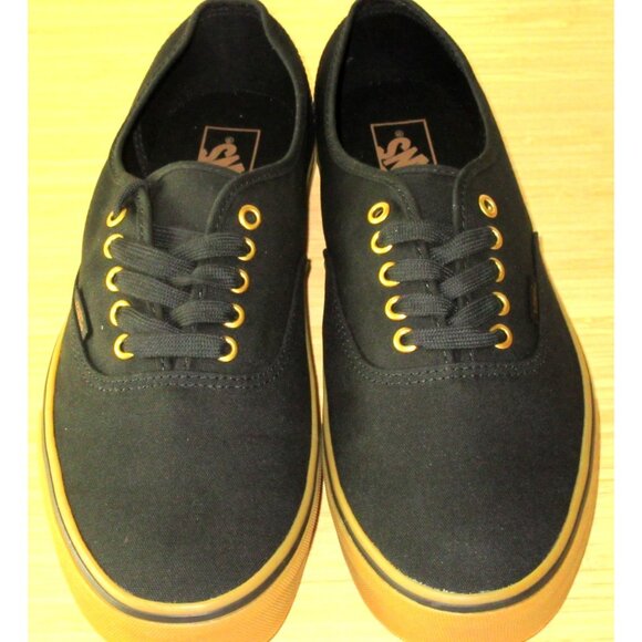 Vans Men's Authentic Black Rubber Canvas Gum Bottom Skate Boat shoes Sizes NIB - Picture 3 of 7